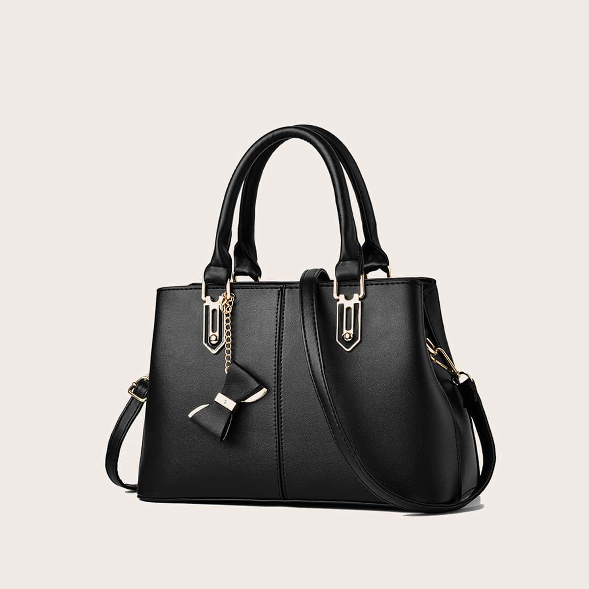 Image of Bow Charm Top Handle Tote Bag