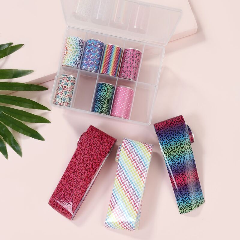 

10pcs Leopard & Polka Dot Nail Art Sticker, Multicolor
