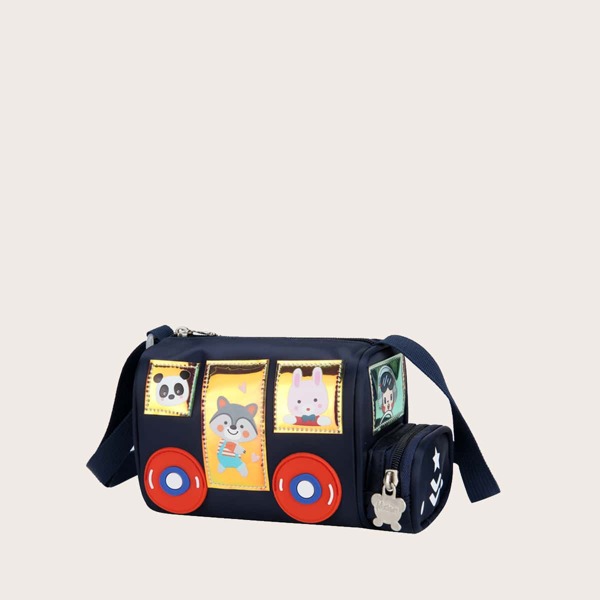 

Boys Cartoon Patch Color Block Crossbody Bag, Blue
