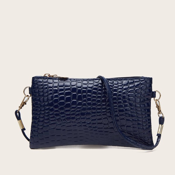 

Zipper Textured Crossbody Bag, Blue