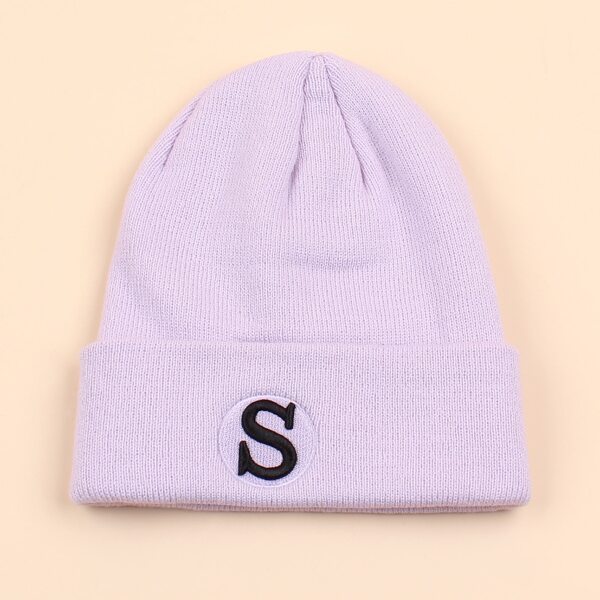 

Letter Embroidery Beanie, Purple