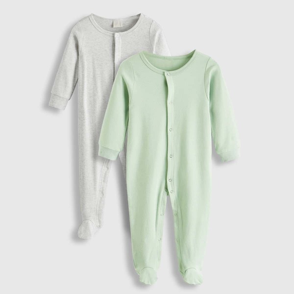 

Baby Boy 2 Pack Popper Front Footed Jumpsuit, Multicolor