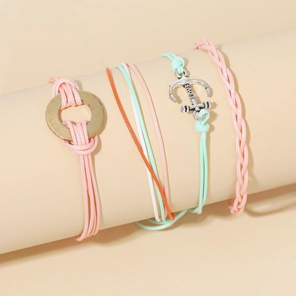 

4pcs Girls Anchor Decor Bracelet, Multicolor