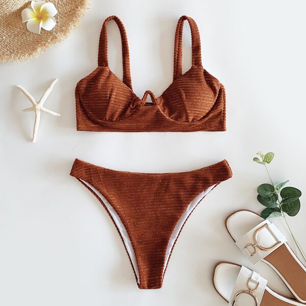 

Velvet Underwire Bikini Swimsuit, Rust brown