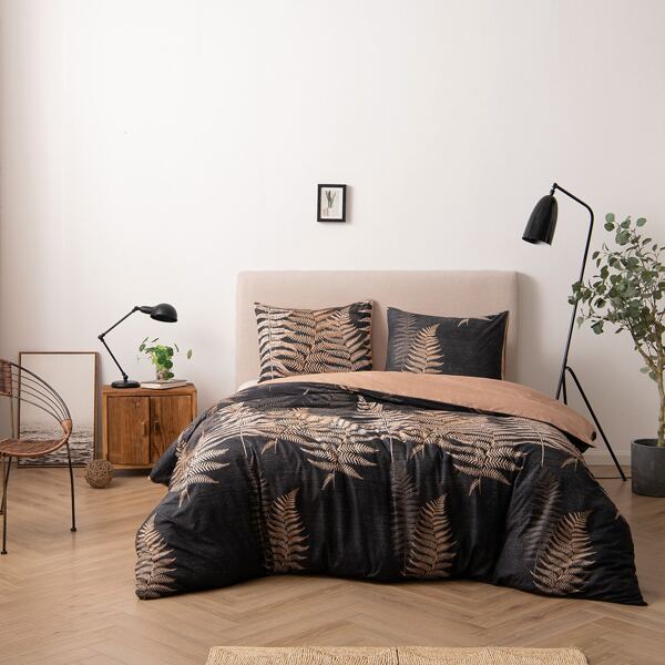 

Leaf Print Bedding Set Without Filler, Multicolor