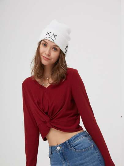 V Neck Twist Front Tee