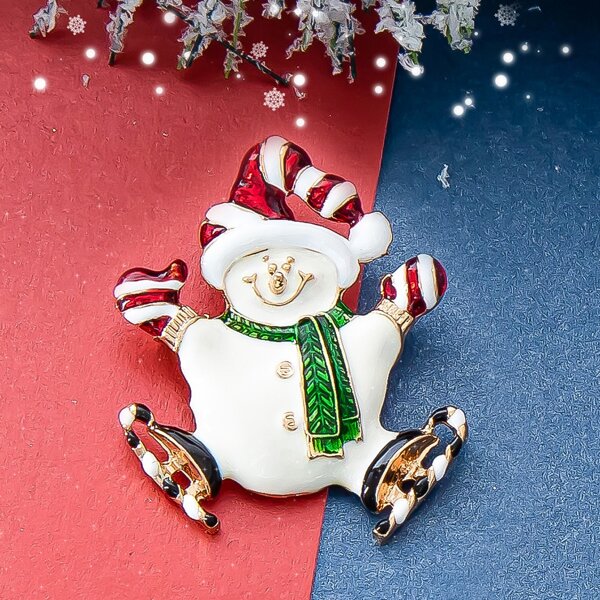 

Christmas Snowman Design Brooch, Multicolor