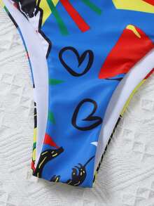 Graphic Print Underwire Bikini Set Summer Beach - Multicolor - View 4