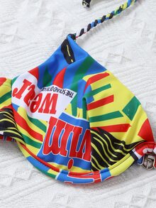 Graphic Print Underwire Bikini Set Summer Beach - Multicolor - View 5