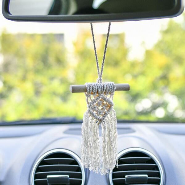 

2pcs Mini Macrame Wall Hanging, Beige