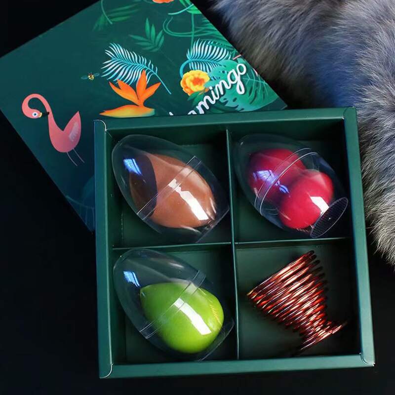 

3pcs Makeup Sponge With Holder, Multicolor