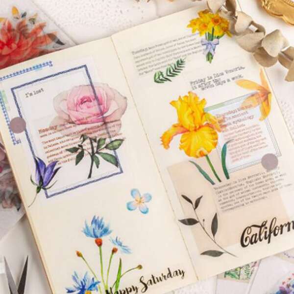 

20pcs Flower Print Random Sticker, Multicolor