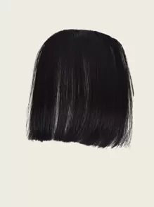 No sideburns bangs Hair piece Black flat neat Air bangs synthetic 6-inch hair extensions for women - Black - View 1