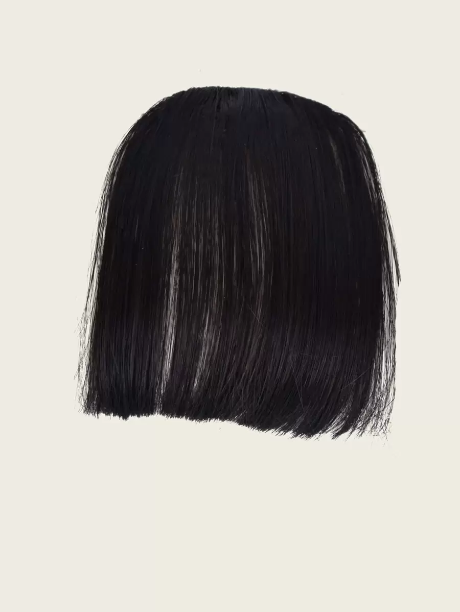 No sideburns bangs Hair piece Black flat neat Air bangs synthetic 6-inch hair extensions for women - Black - View 1