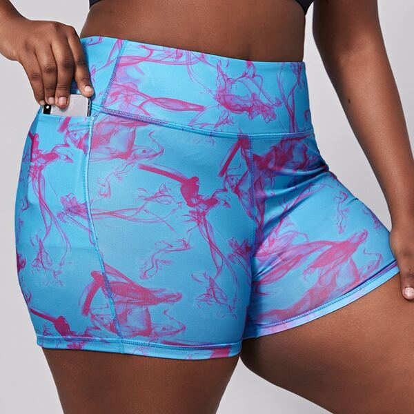 

Plus Graphic Print Sports Shorts, Multicolor