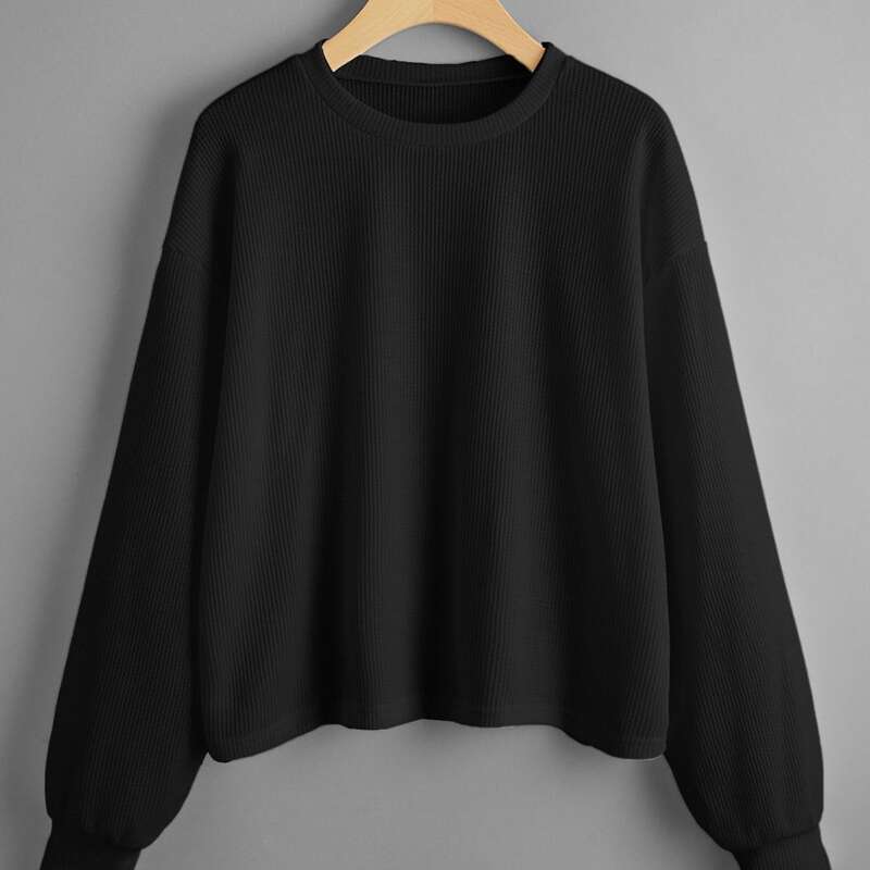 

Solid Oversized Sweater, Black