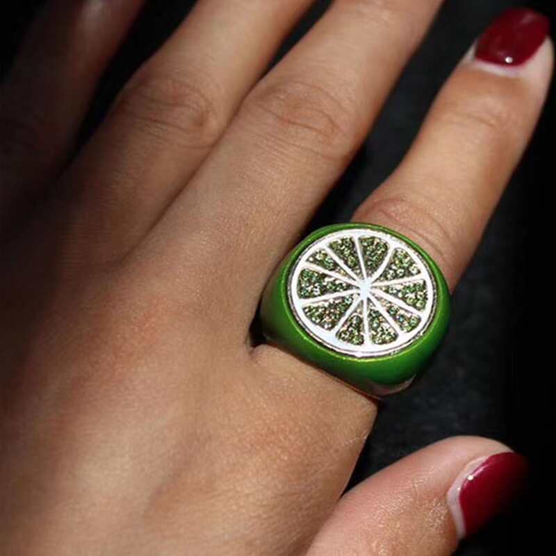 

1pc Lemon Design Ring, Green