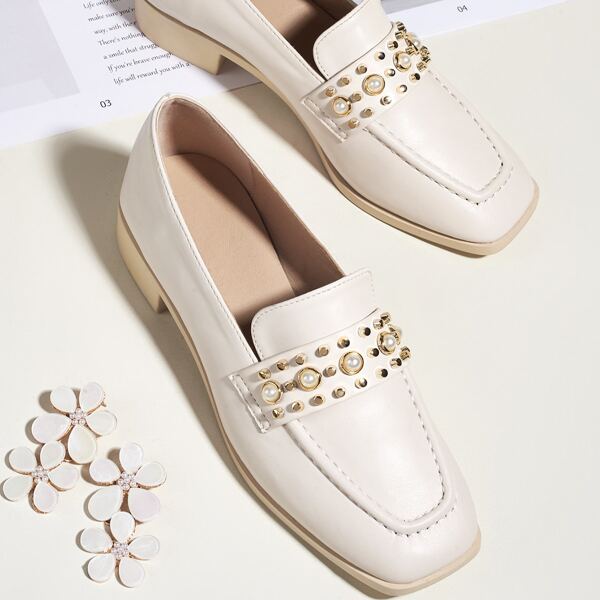 

Туфли с искусственными жемчугами, Бежевые