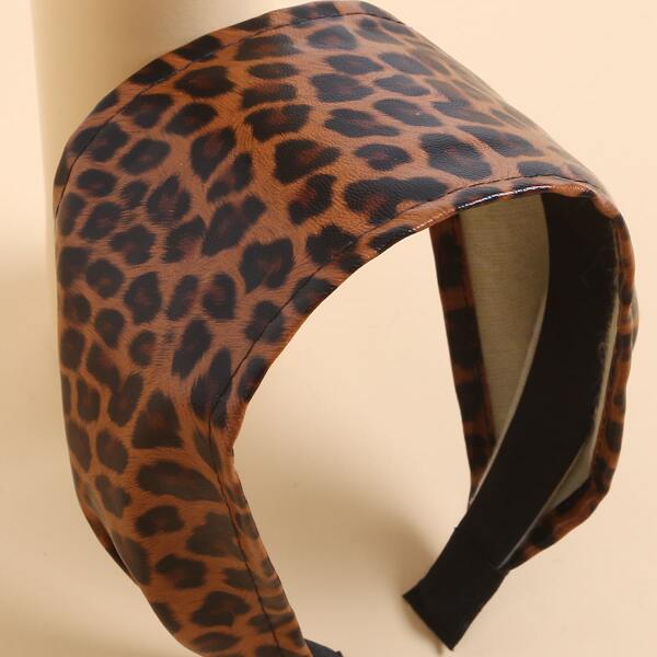 

Leopard Pattern Wide Hair Hoop, Brown