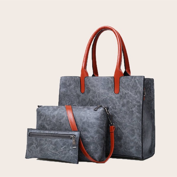 

3pcs Minimalist Shoulder Bag Set, Grey