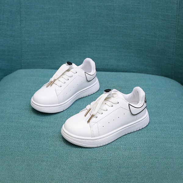 

Toddler Boys Lace-up Front Letter Graphic Skate Shoes, White