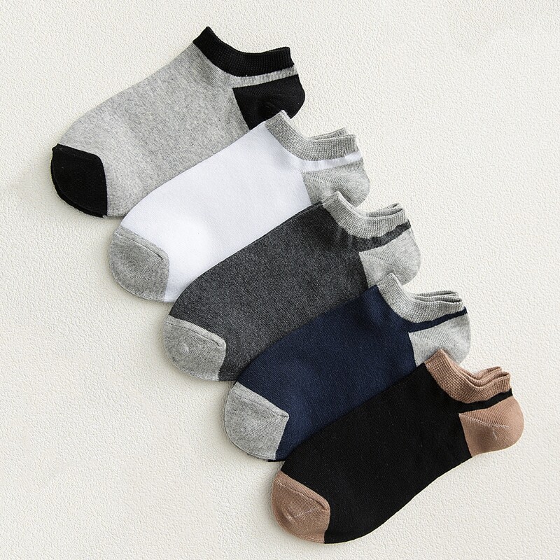 

5pairs Guys Color Block Ankle Socks, Multicolor