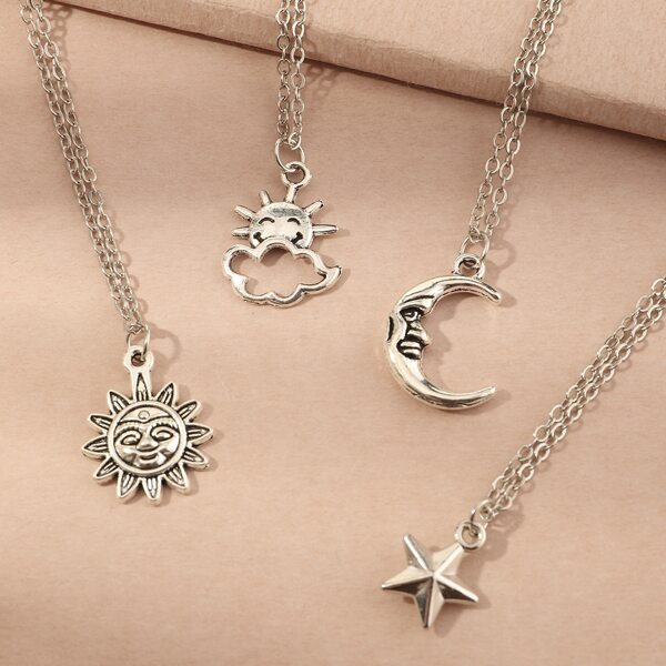 

4pcs Girls Star Charm Necklace, Silver
