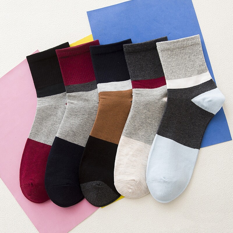 

5pairs Guys Color Block Socks, Multicolor