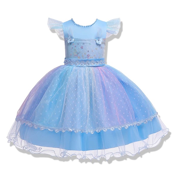 

Toddler Girls Appliques Contrast Mesh Gown Dress, Baby pink