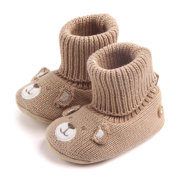 

Baby Boy Cartoon Pattern Knit Boots, Khaki