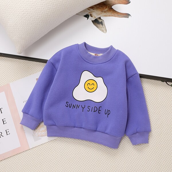 

Toddler Girls Cartoon & Letter Graphic Sweatshirt, Violet purple