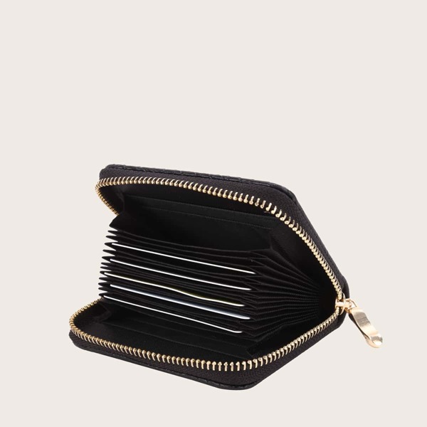 

Metal Decor Snakeskin Card Holder, Black