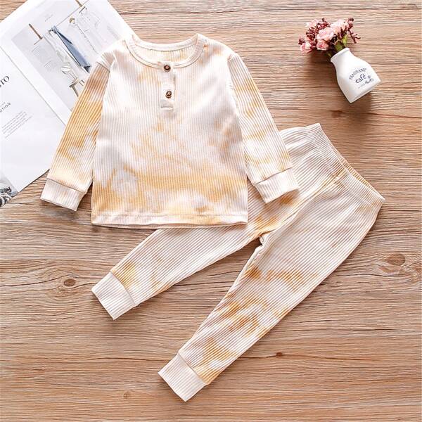 

Toddler Girls Tie Dye Rib-knit Tee With Joggers, Multicolor