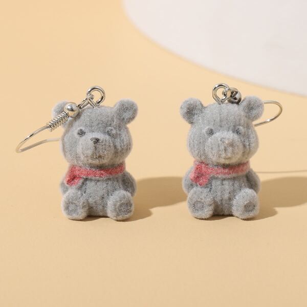 

Bear Drop Earrings, Grey