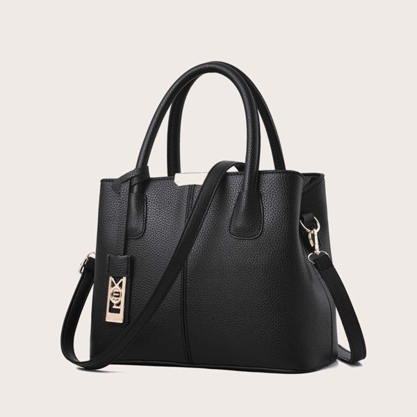 

Metal Decor Tote Bag, Black