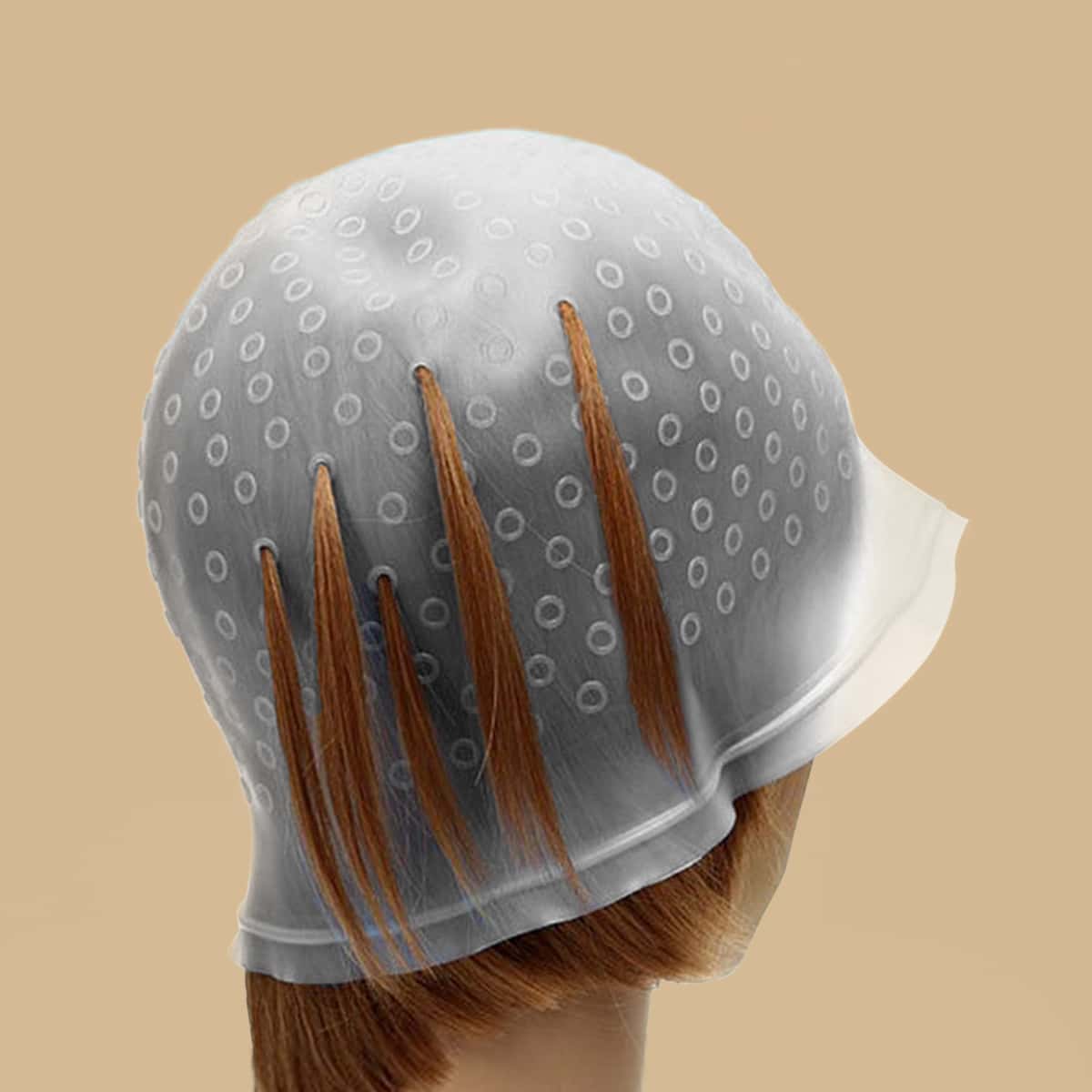 

Hair Dye Cap With Hook, White