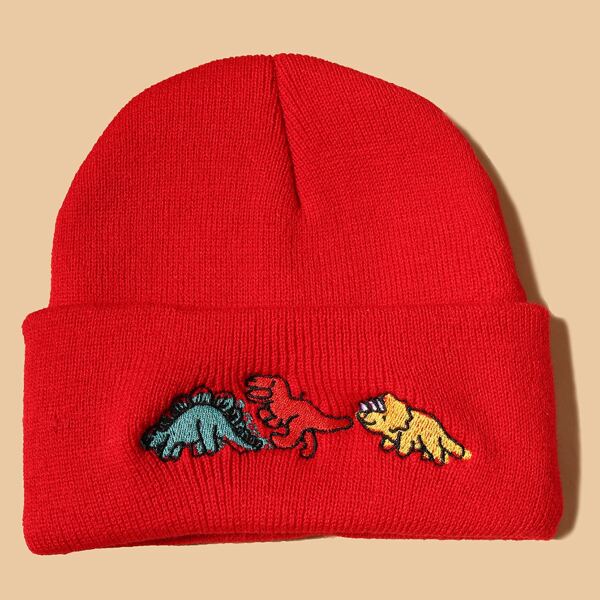 

Cartoon Embroidery Beanie, Red