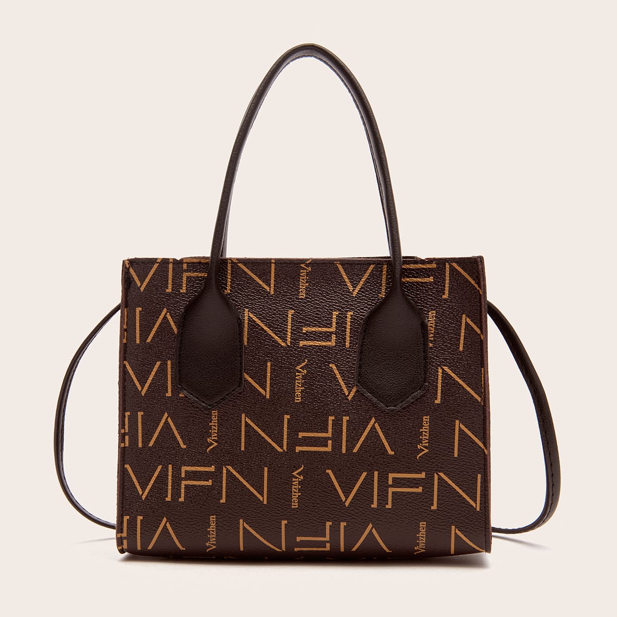 Image of Allover Letter Graphic Satchel Bag