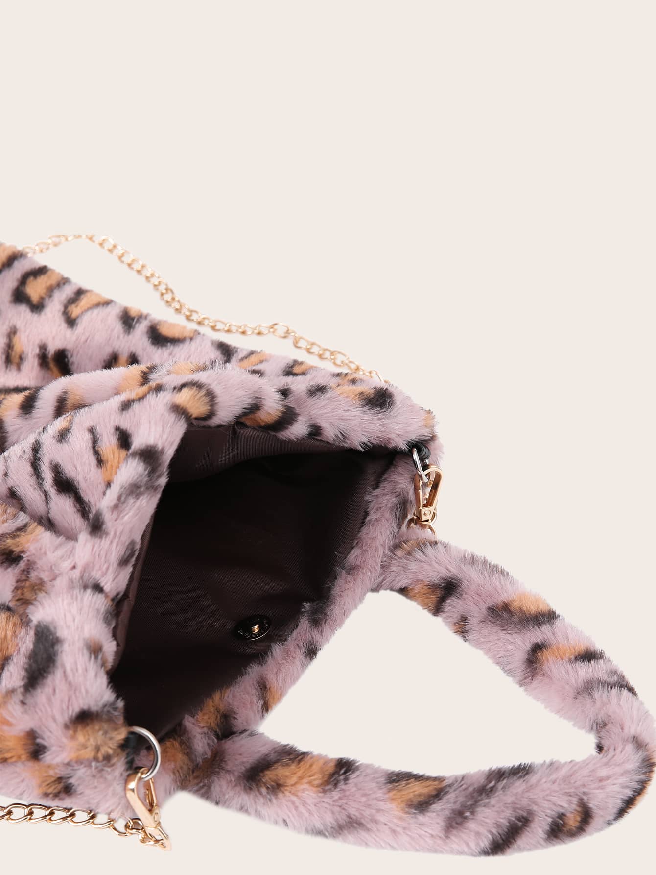 Leopard Pattern Fluffy Chain Tote Bag
