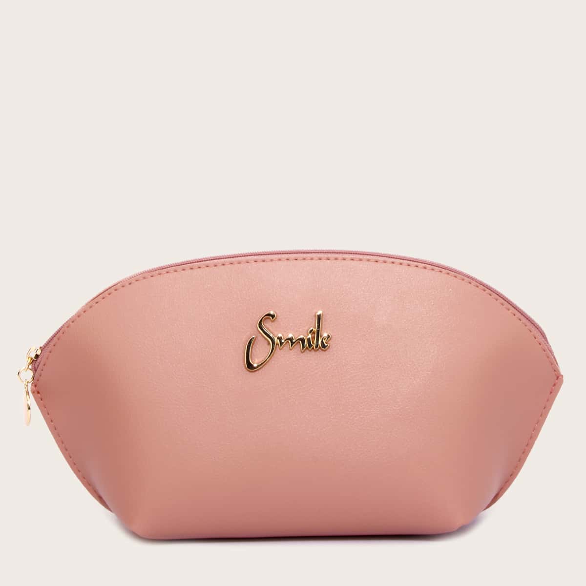 

Waterproof Letter Decor Makeup Bag, Pink