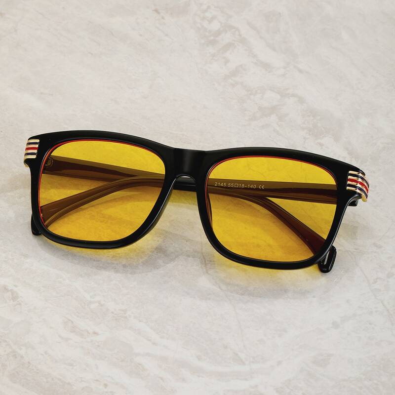 

Guys Acrylic Frame Tinted Lens Sunglasses, Yellow