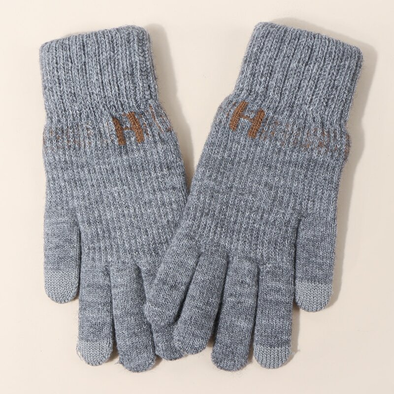 

Guys Letter Graphic Gloves, Grey