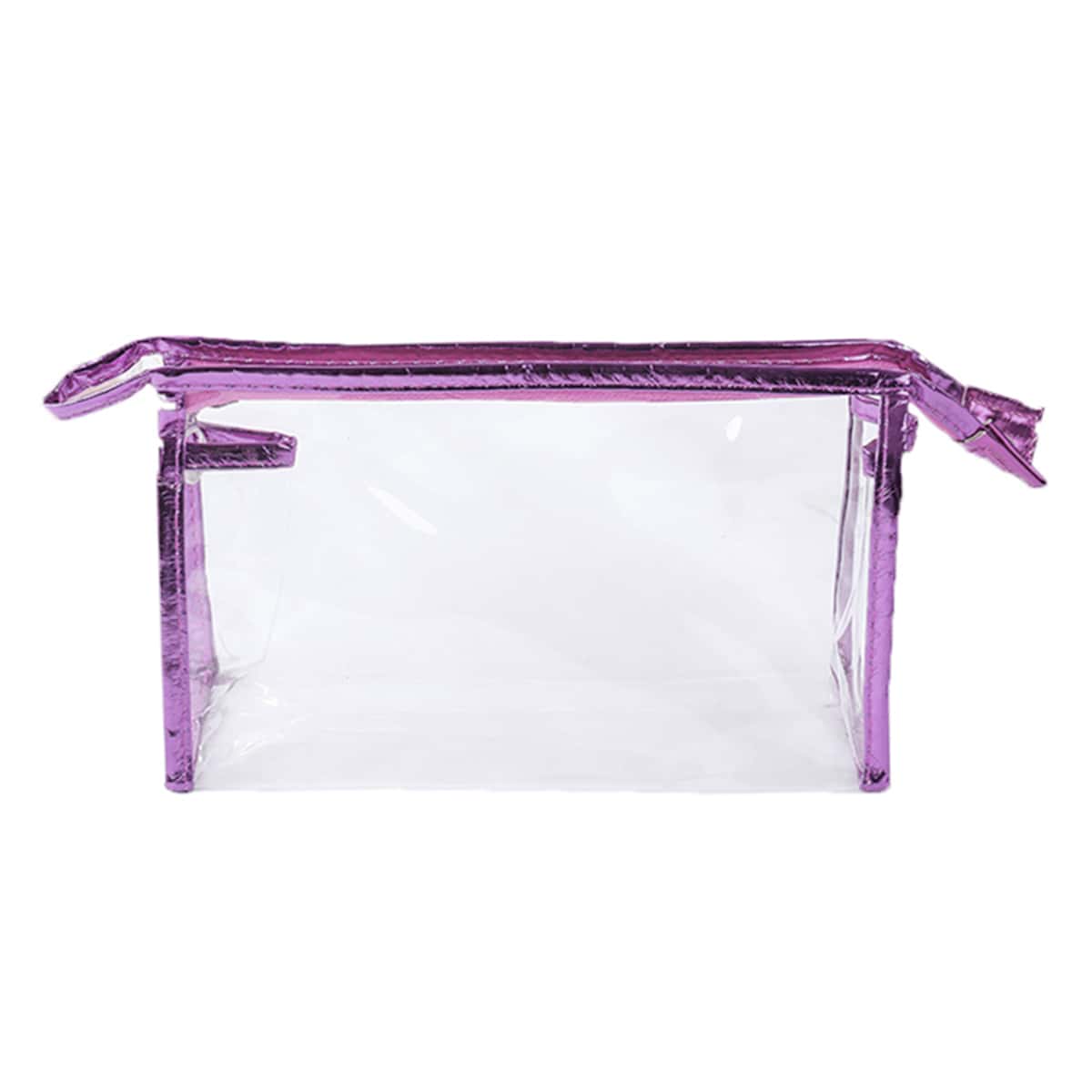 

Contrast Binding Clear Makeup Bag, Purple