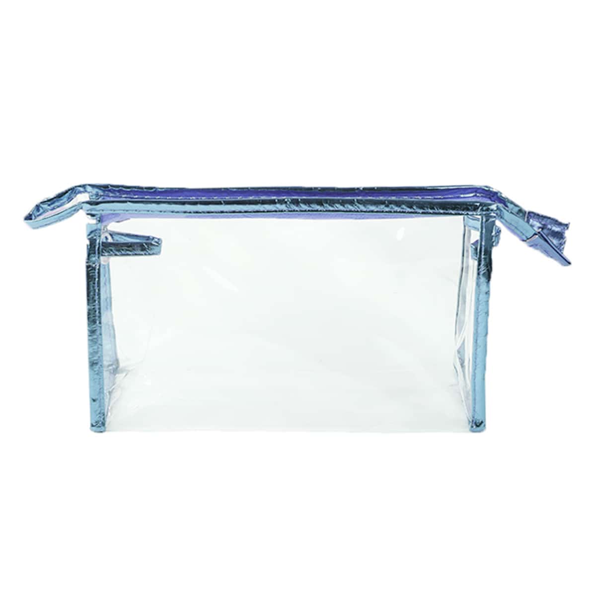 

Contrast Binding Clear Makeup Bag, Baby blue