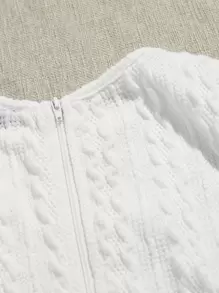 Seusyu 紋理針織短版背心上衣 - 白色 - 查看 3