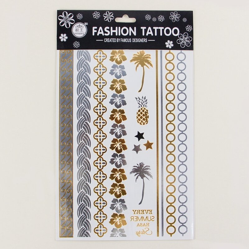 

1sheet Flower & Star Pattern Tattoo Sticker, Multicolor