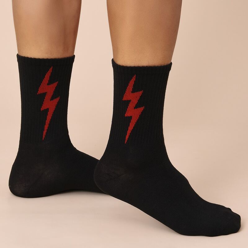 

Guys Lightning Pattern Socks, Black