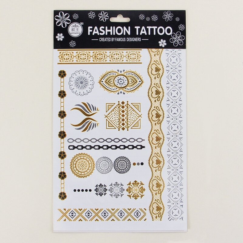 1sheet Geometric Pattern Tattoo Sticker, Multicolor