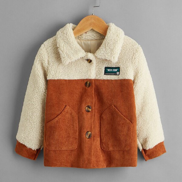 

Toddler Girls Colorblock Patched Corduroy Jacket, Burnt orange
