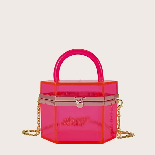 

Mini Clear Box Bag, Hot pink